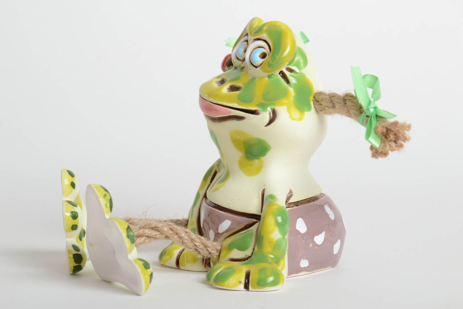Tirelire grenouille faite main Figurine animal céramique peinte Cadeau original photo 5