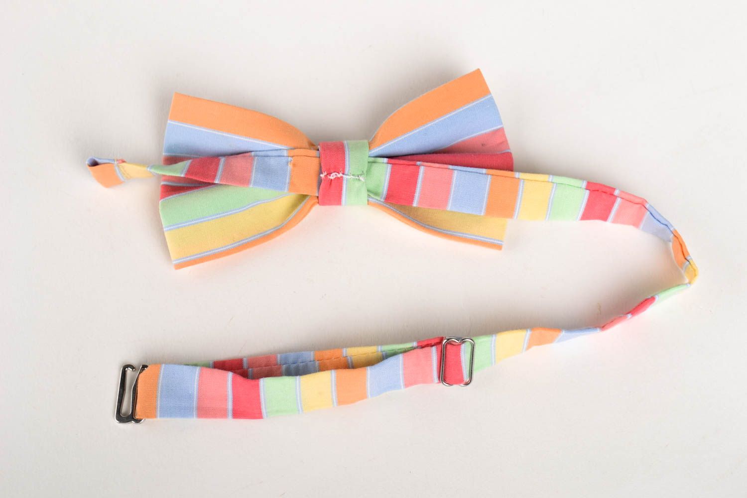 Corbata de lazo artesanal pajarita moderna multicolor accesorio unisex foto 3