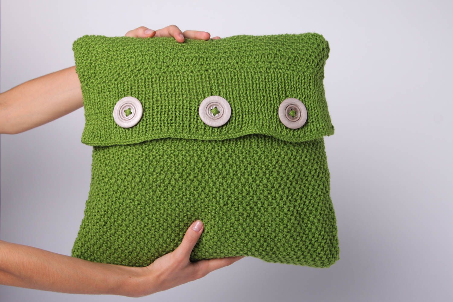 Deko Kissen handmade Geschenk mit gestrickter Kissenbezug Dekokissen für Sofa foto 2