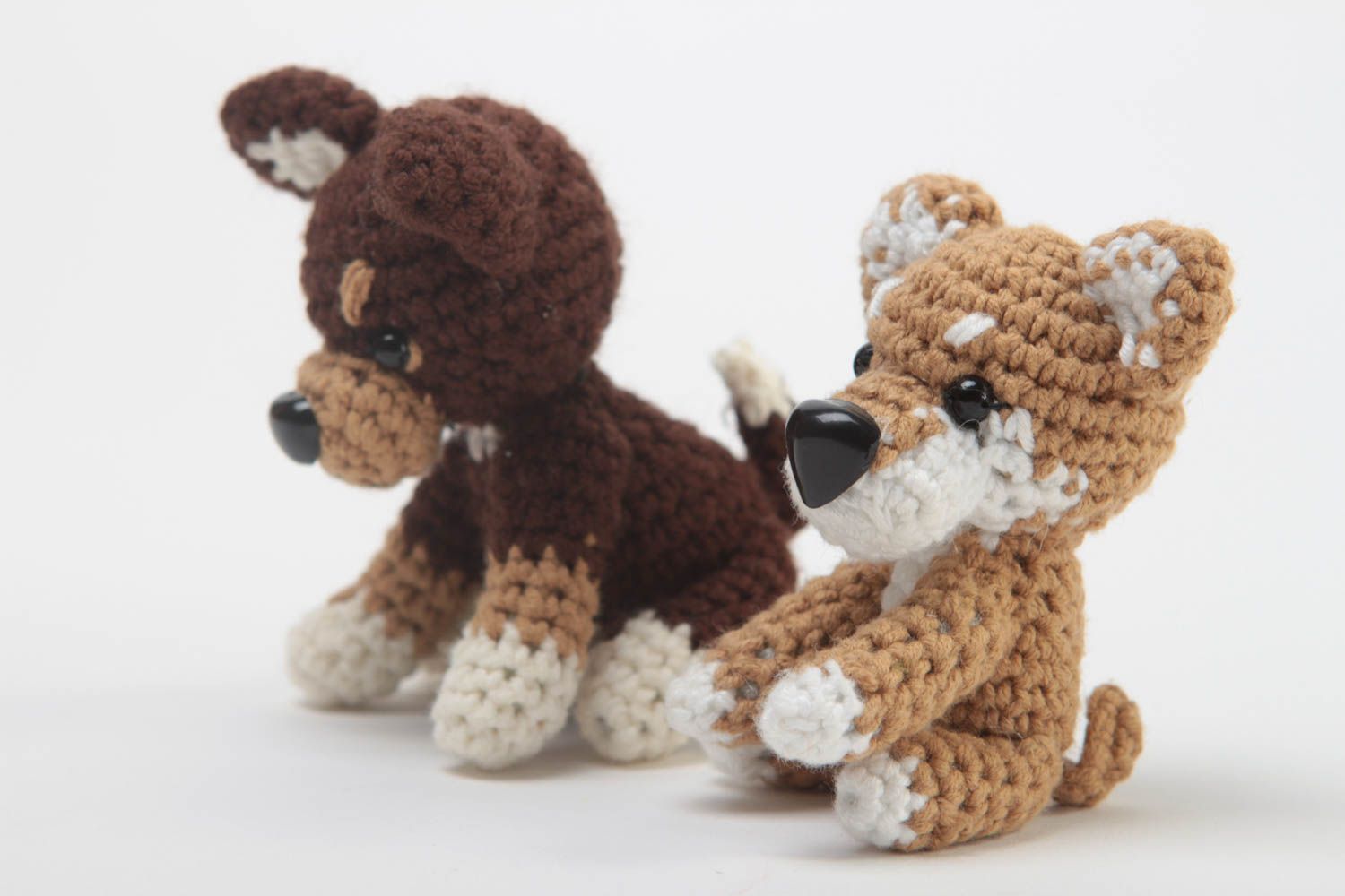 Jouets enfant Peluches animaux fait main Cadeau original deux chiens tricotés photo 3