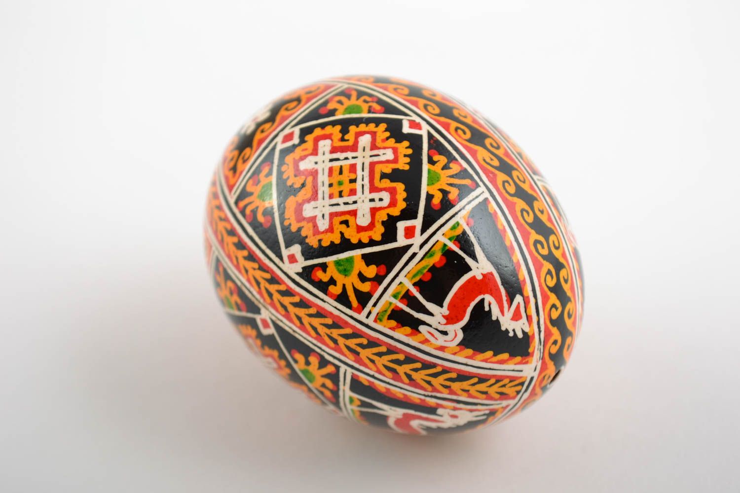 Unusual handmade painted Easter egg with animals pattern photo 3