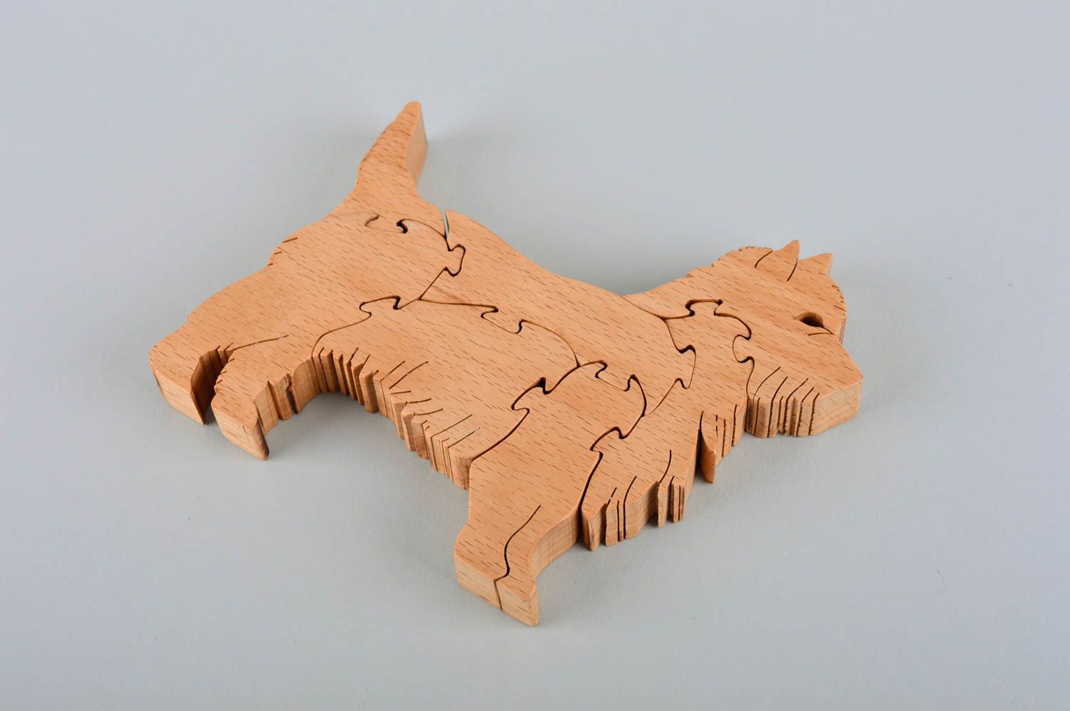 Puzzle 3D en bois fait main Jouet d'éveil écologique chien Cadeau bébé photo 4