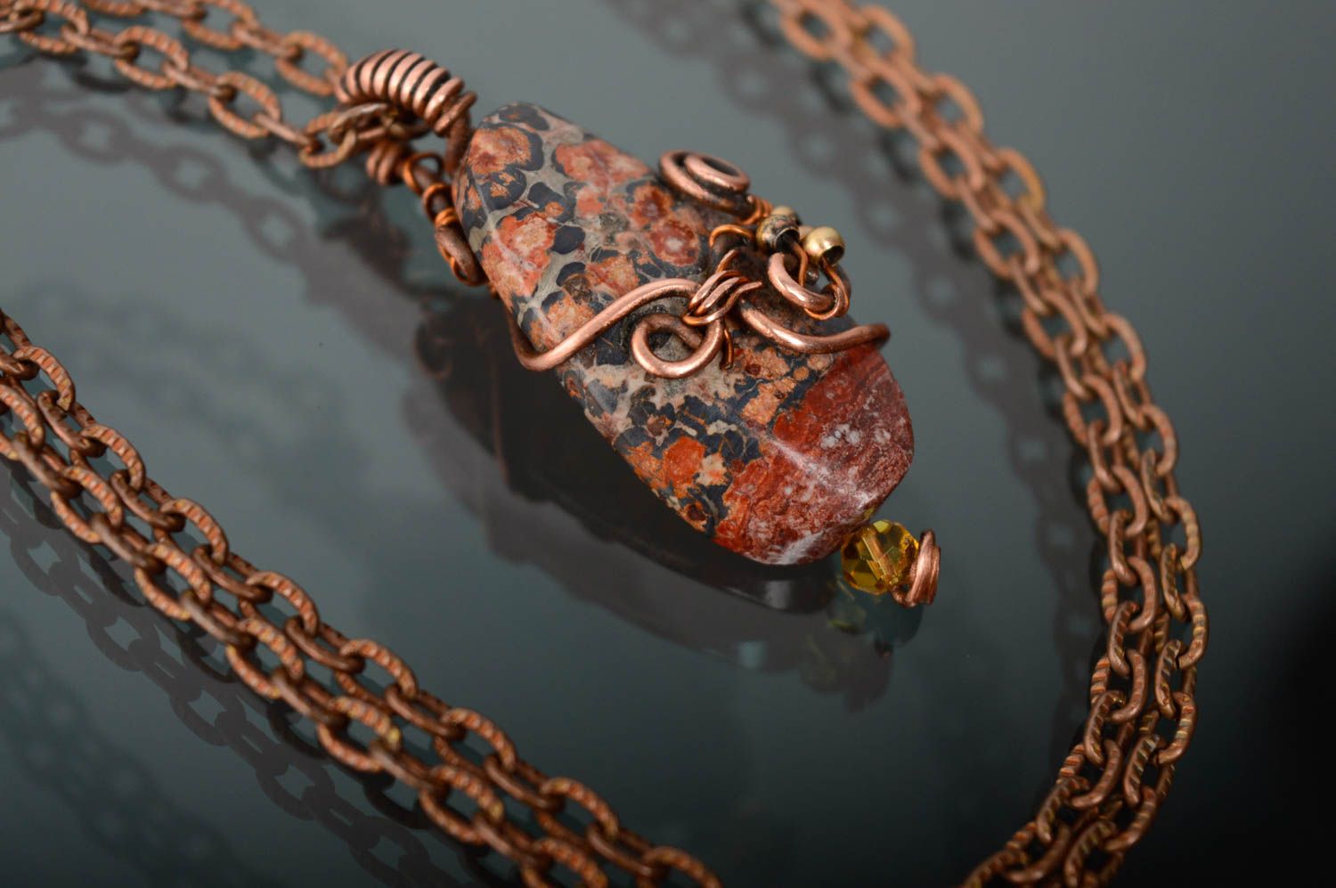 Metal pendant with natural stone photo 3