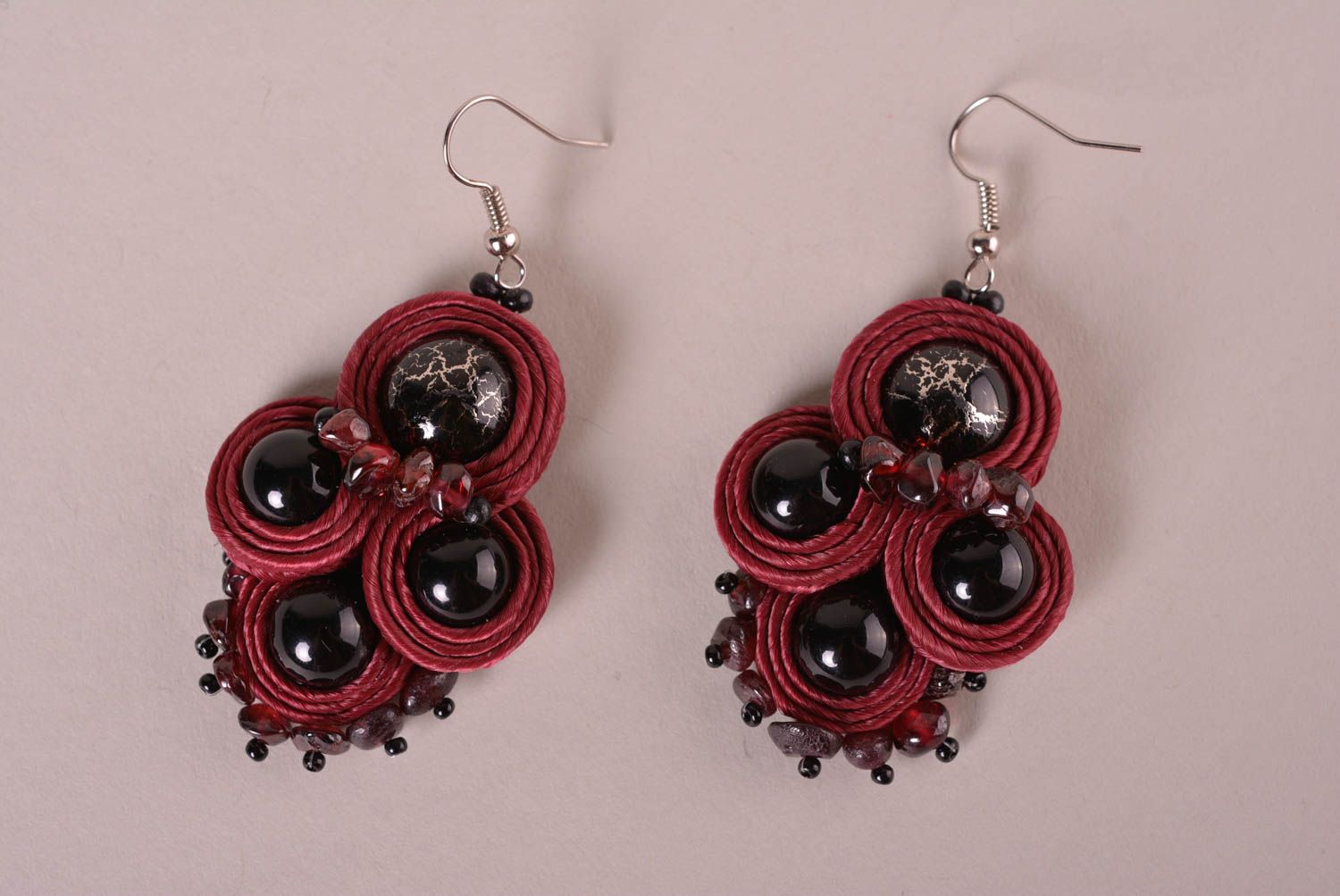 Handmade design jewelry soutache earrings unusual big earrings for women  photo 2