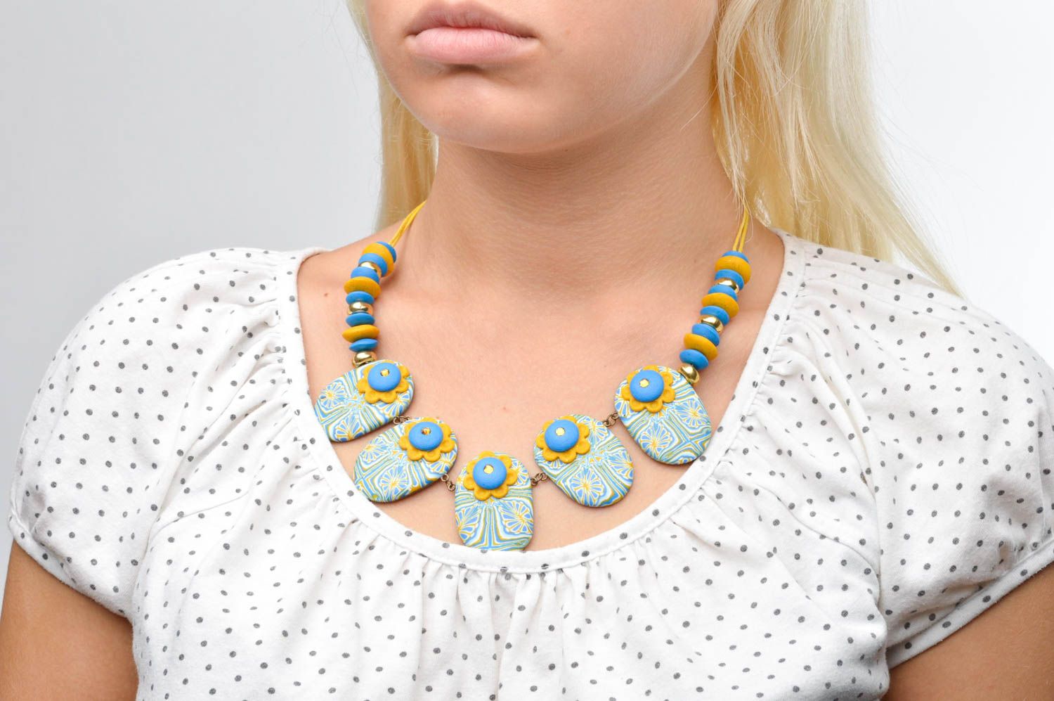Bright handmade plastic necklace beautiful jewellery polymer clay ideas photo 3