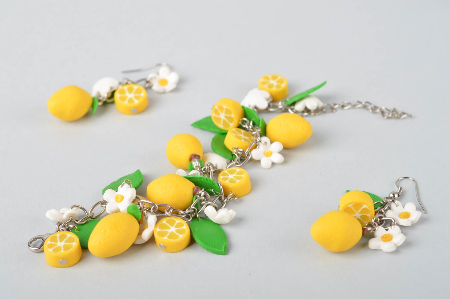 Lemon charms chain bracelet and earrings for teen girls photo 4