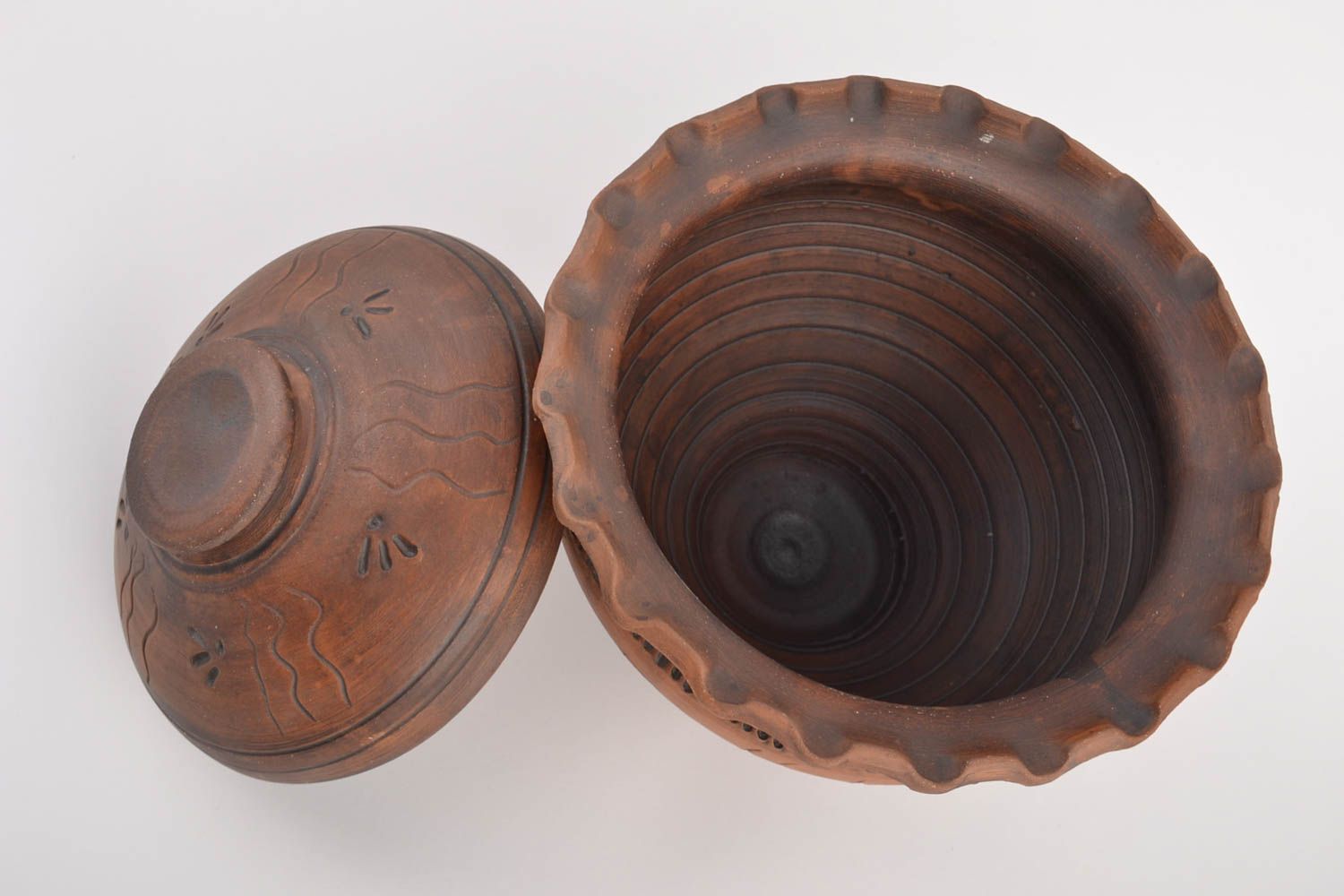 Pote de arcilla con tapa artesanal para cocer cerámica lechera 3,5 l foto 3