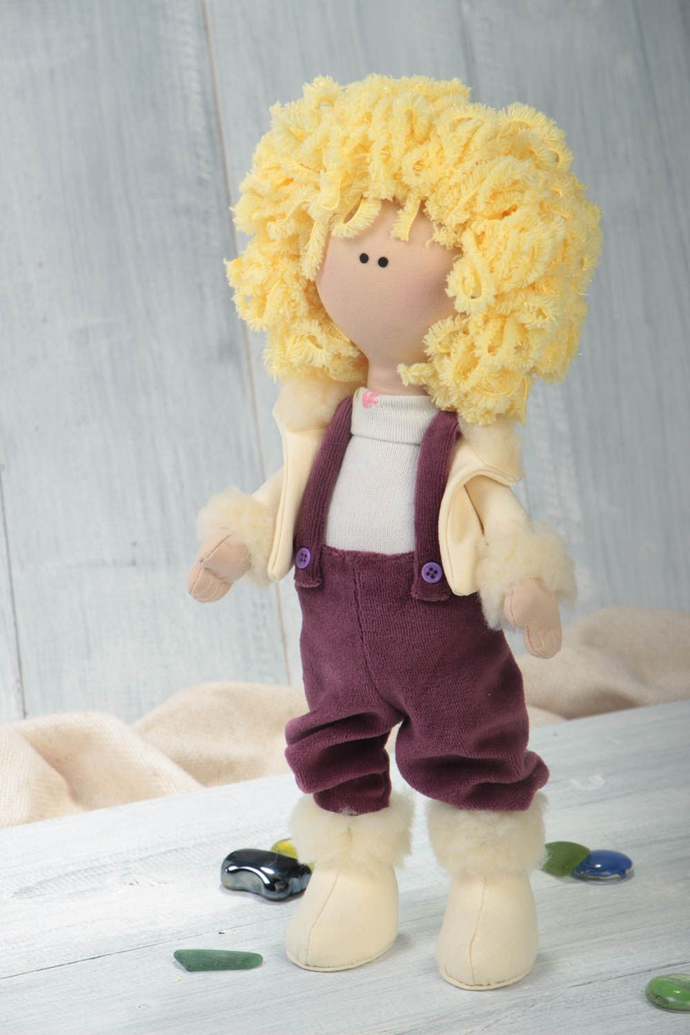 Handmade childrens rag doll textile stuffed toy interior decorating gift ideas photo 1