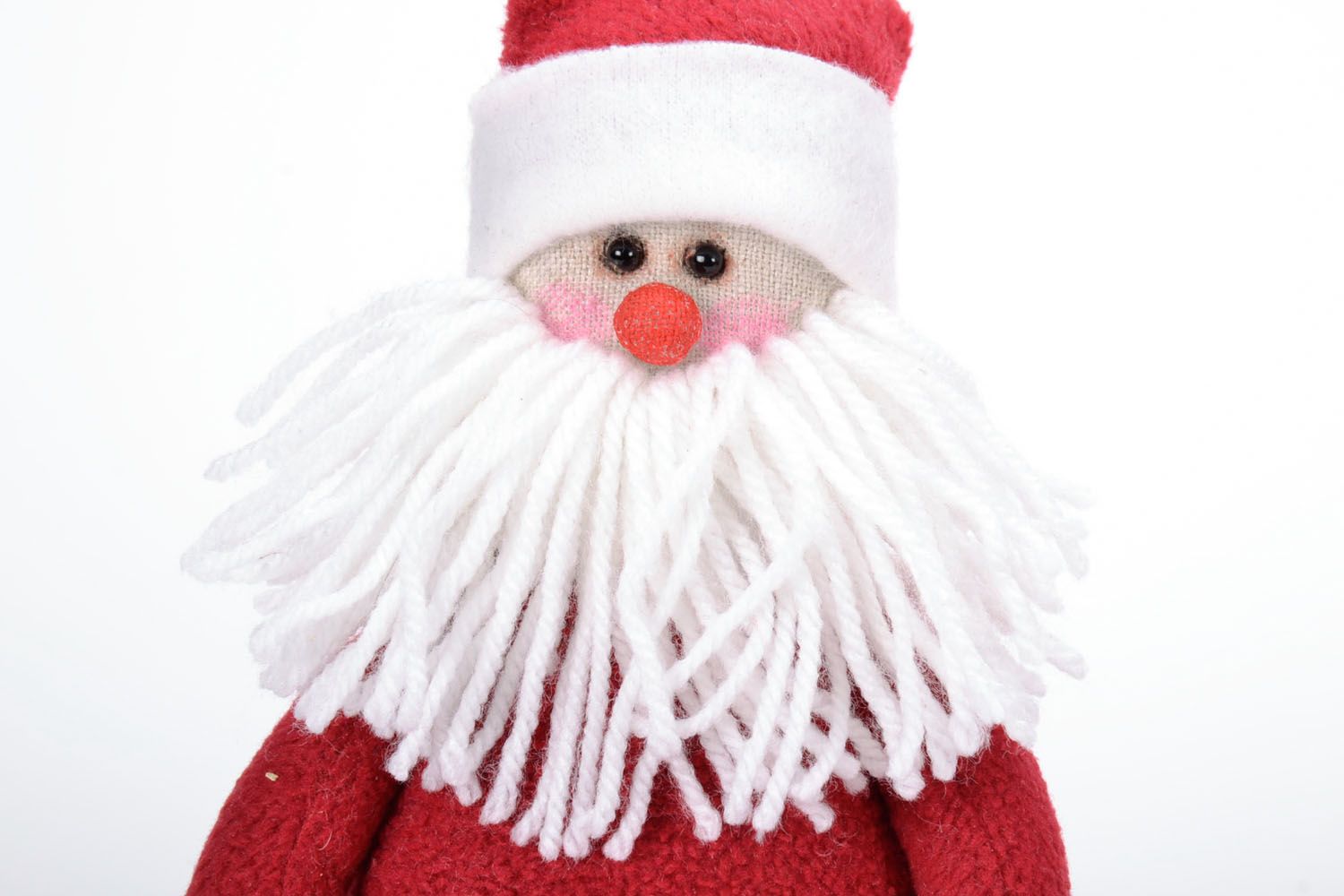 Poupée textile faite main Père Noël décorative belle originale rouge et blanc photo 5