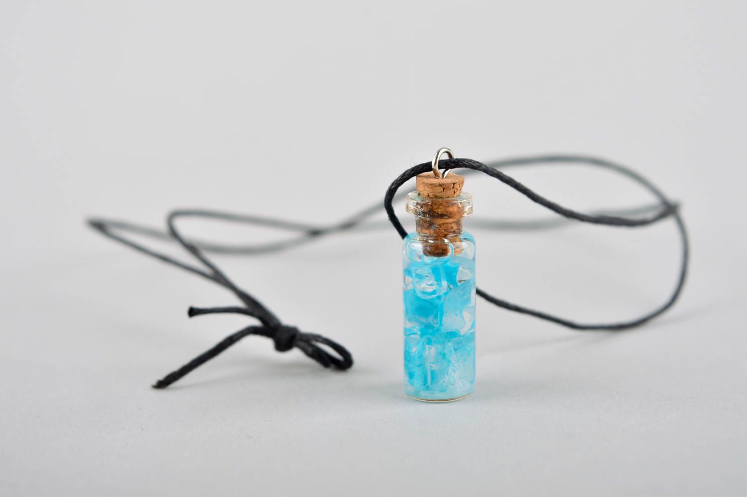 Handmade pendant necklace glass vial with cork charm womens accessories photo 4