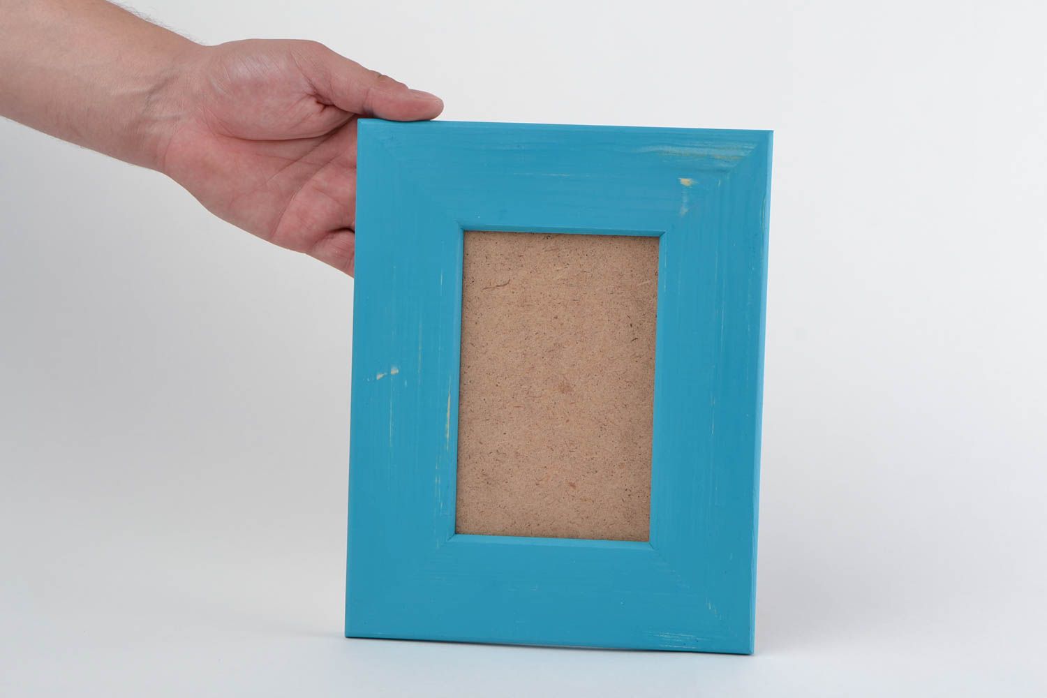 Рамка для фотографий из древесины сосны ручной работы 10х15 голубая однотонная фото 2
