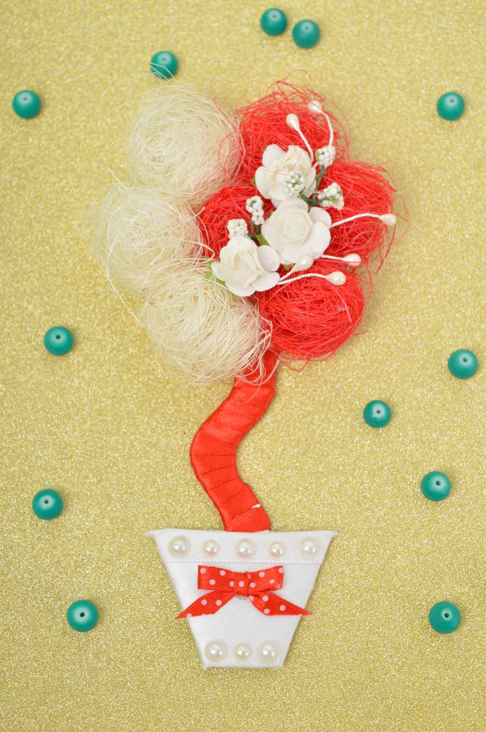 Handmade Deko Kühlschrank Magnet ausgefallenes Geschenk Haus Dekoration rot weiß foto 1