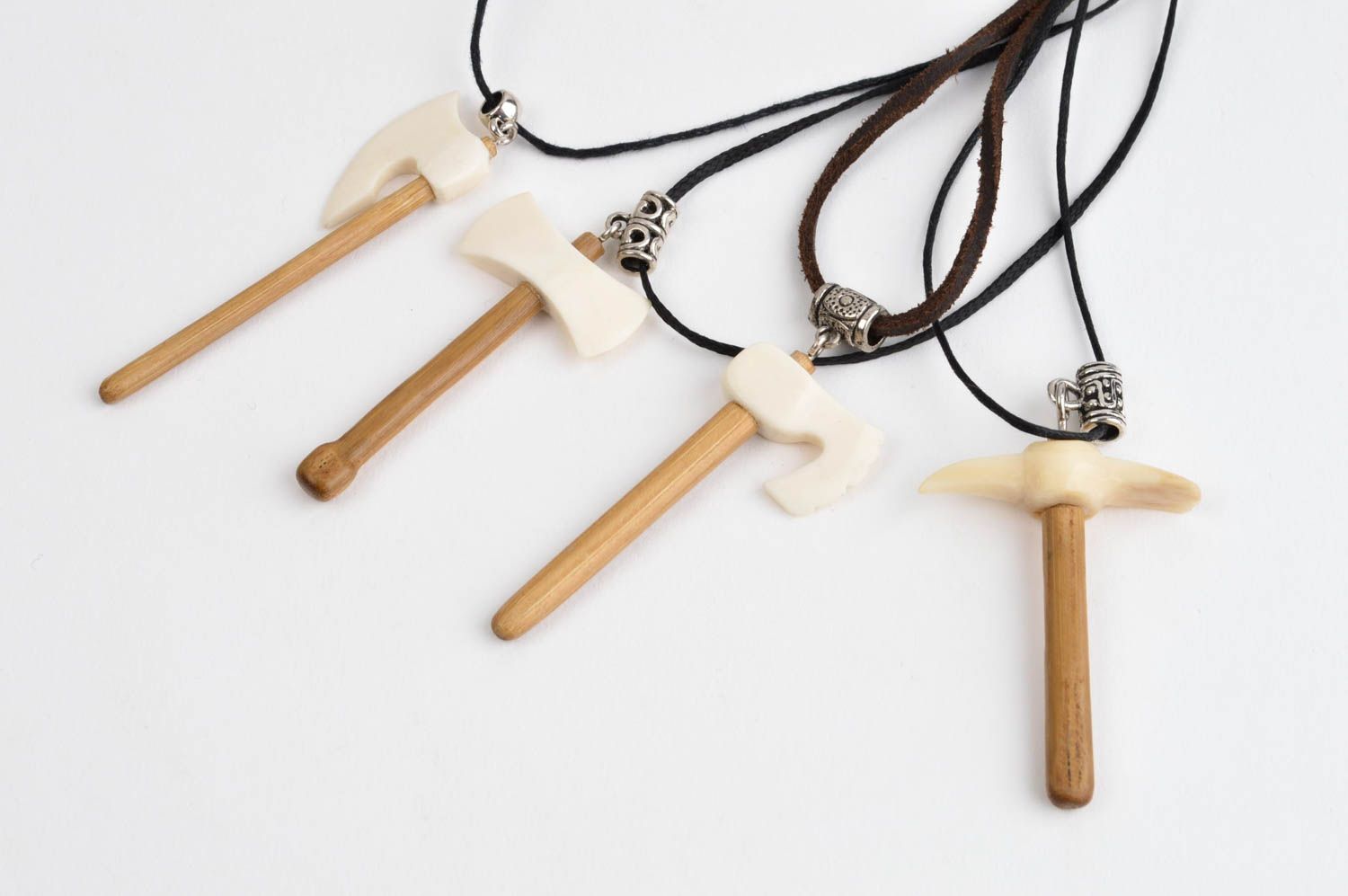 Bone fashion jewelry beautiful handcrafted pendant necklace unusual instruments photo 2