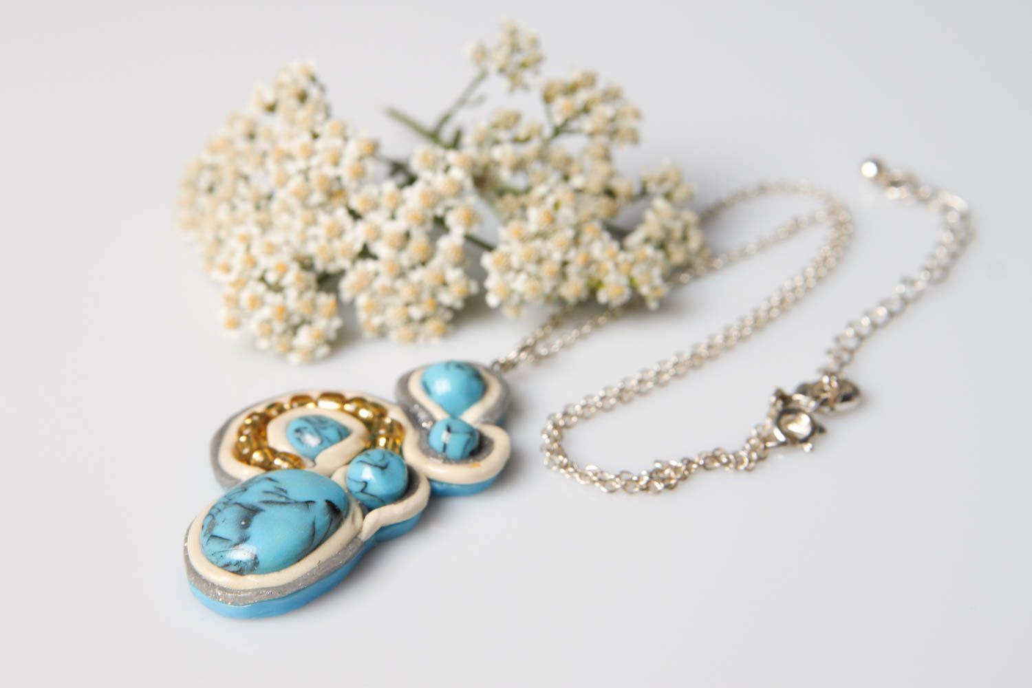 Beautiful handmade plastic pendant necklace polymer clay ideas cool jewelry photo 1