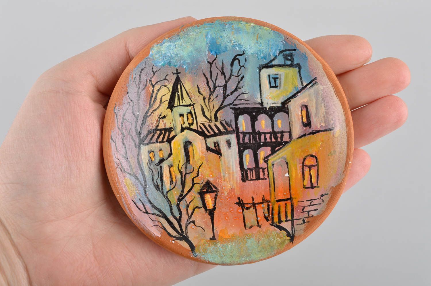Ceramic handmade plate painted beautiful home decor decorative use only photo 5