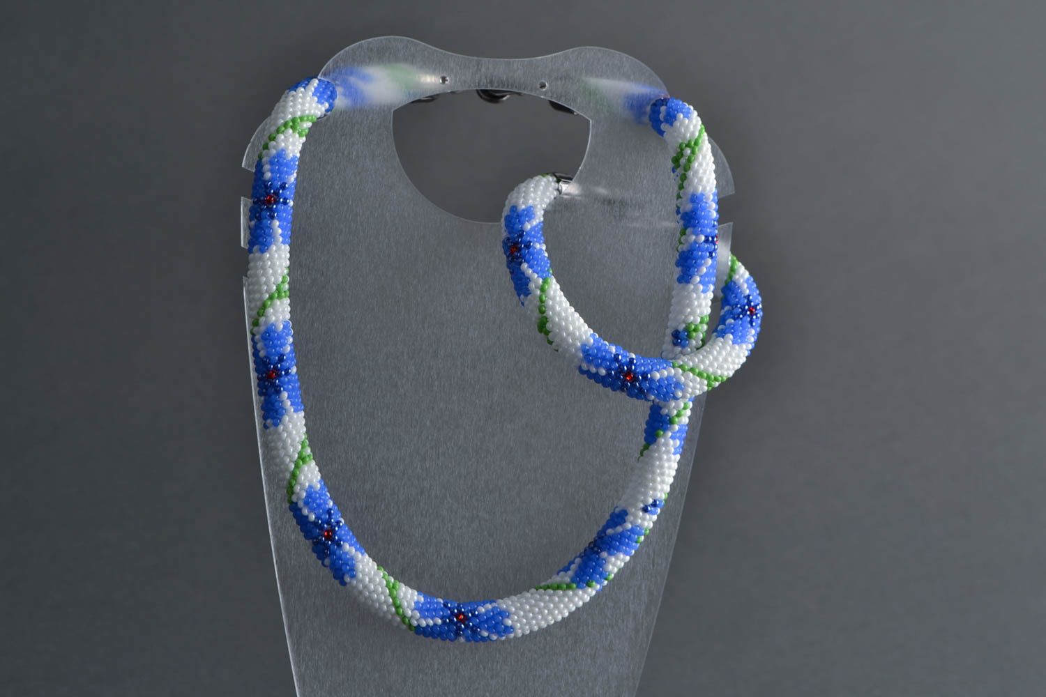 Collier et bracelet en perles de rocailles 2 pièces faits main avec fleurs photo 5