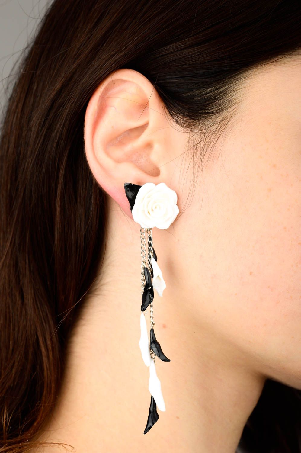 Plastic stud earrings handmade polymer clay earrings with charms fashion jewelry photo 2