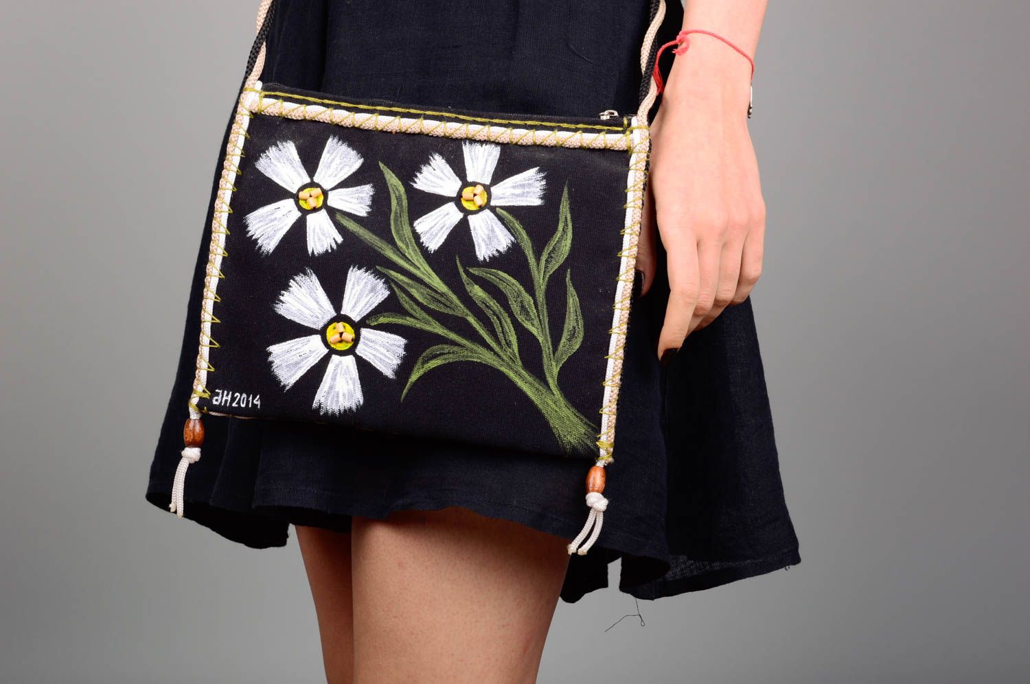 Damen Schultertasche aus Textil originell handmade Accessoire Kamillen foto 3