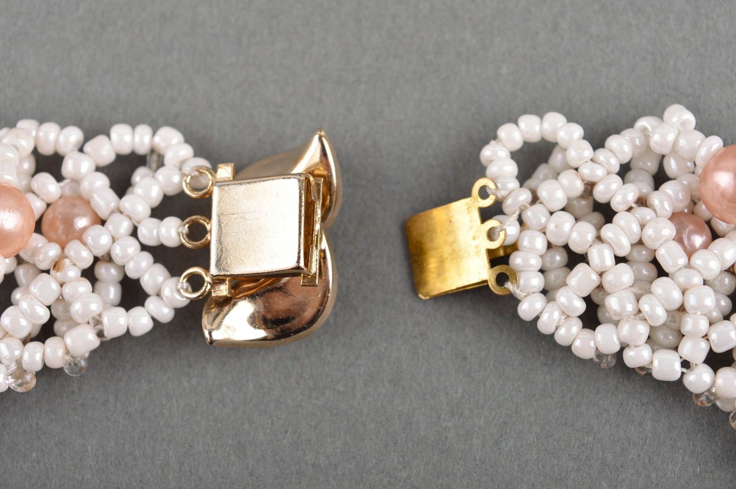 Collier en perles de rocaille Bijou fait main blanc rose Accessoire femme photo 5