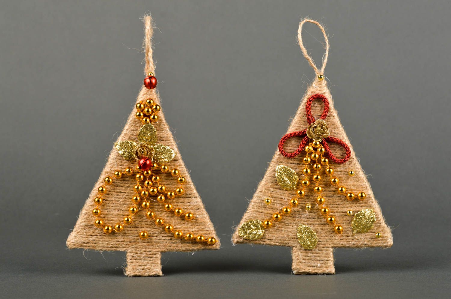 Christmas toy pendant home decor 2 handmade toys beautiful present set fir trees photo 2