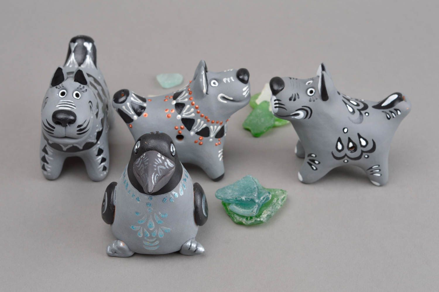 Керамические сувениры хэнд мейд набор игрушек из глины свистульки из глины 4 шт фото 1