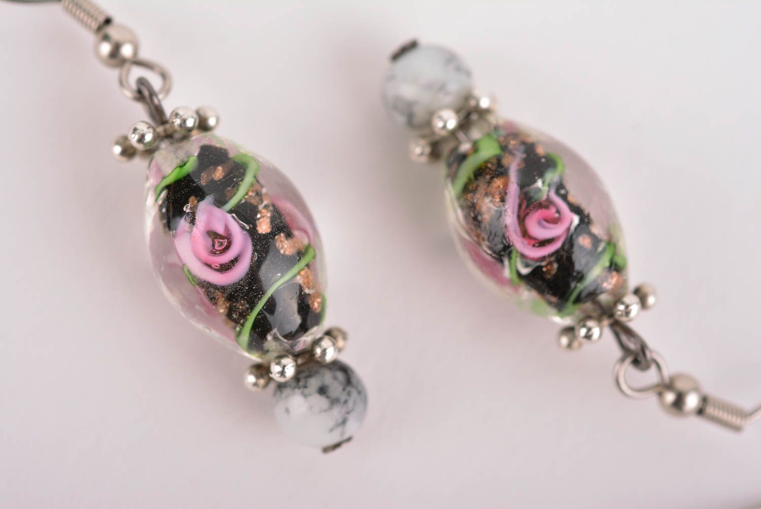 Handmade earrings glass earrings unusual accessory gift ideas long earrings photo 4