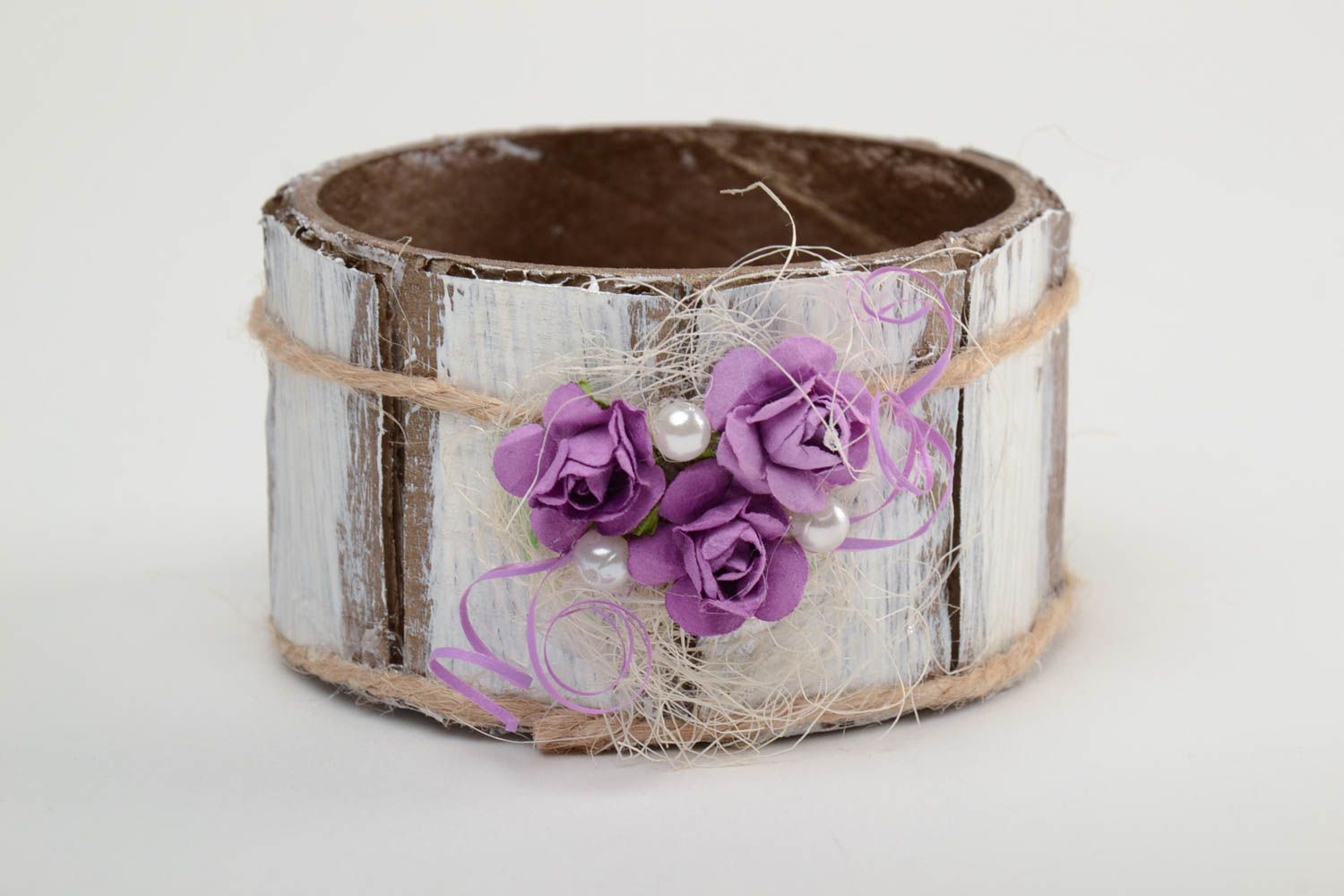 Joyero redondo decorado artesanal caja decorada de plástico para joyas y llaves foto 3