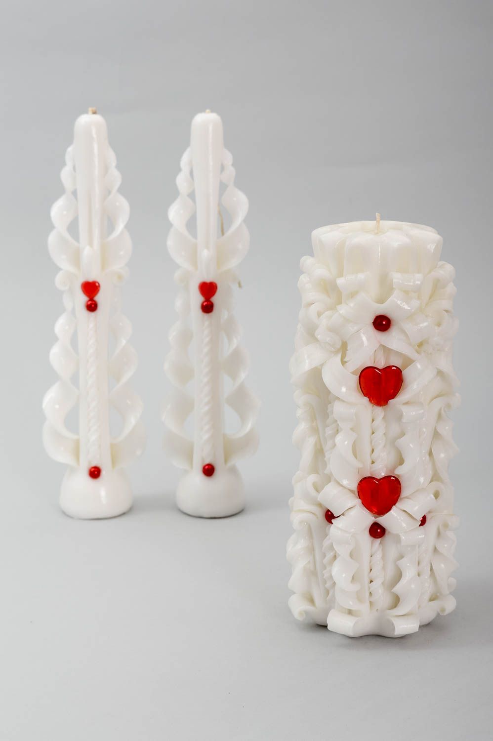 Unusual handmade carved paraffin candles 3 wedding candles interior decorating photo 2