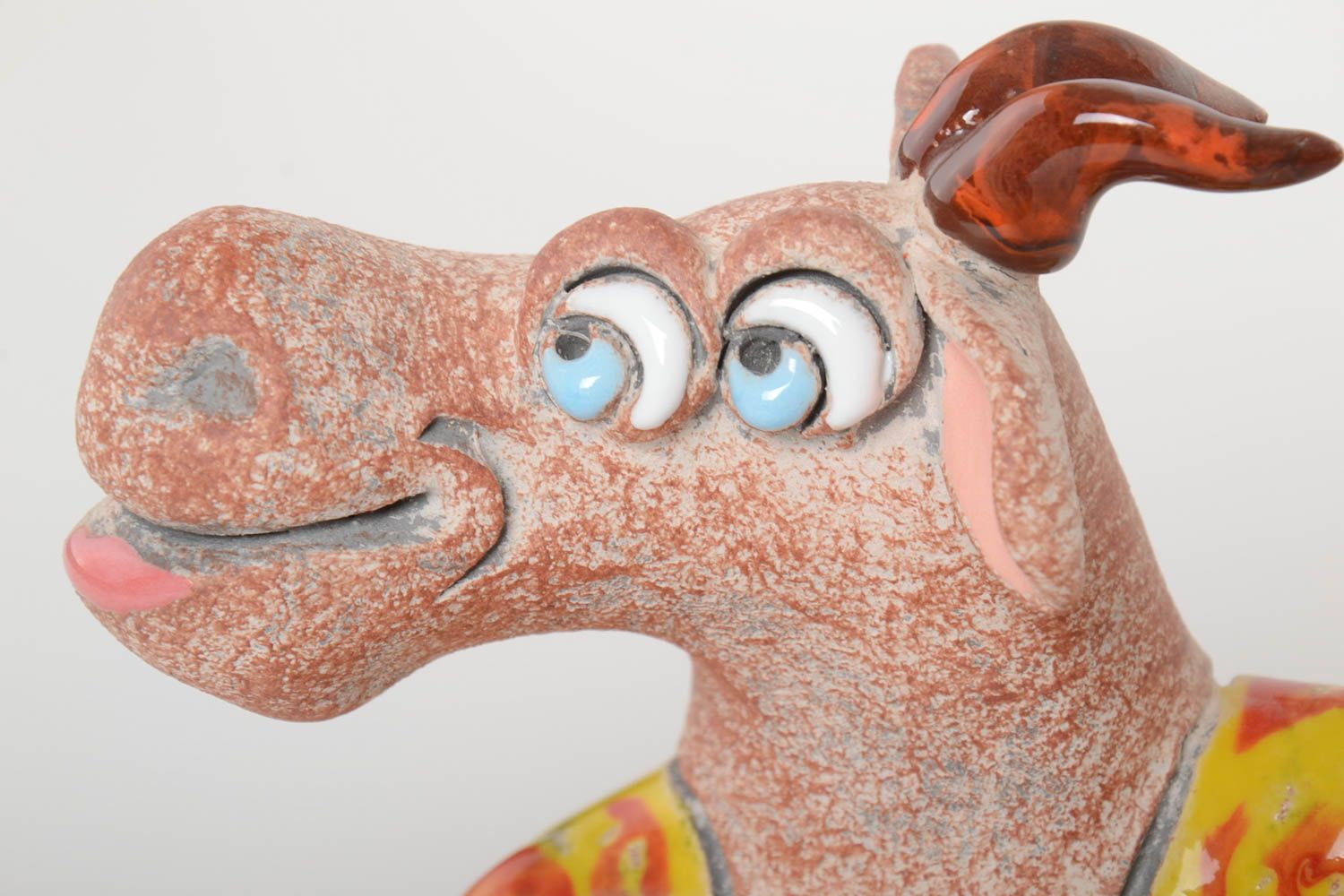 Tirelire fait main Figurine animal en argile peinte Cadeau insolite Chèvre photo 3