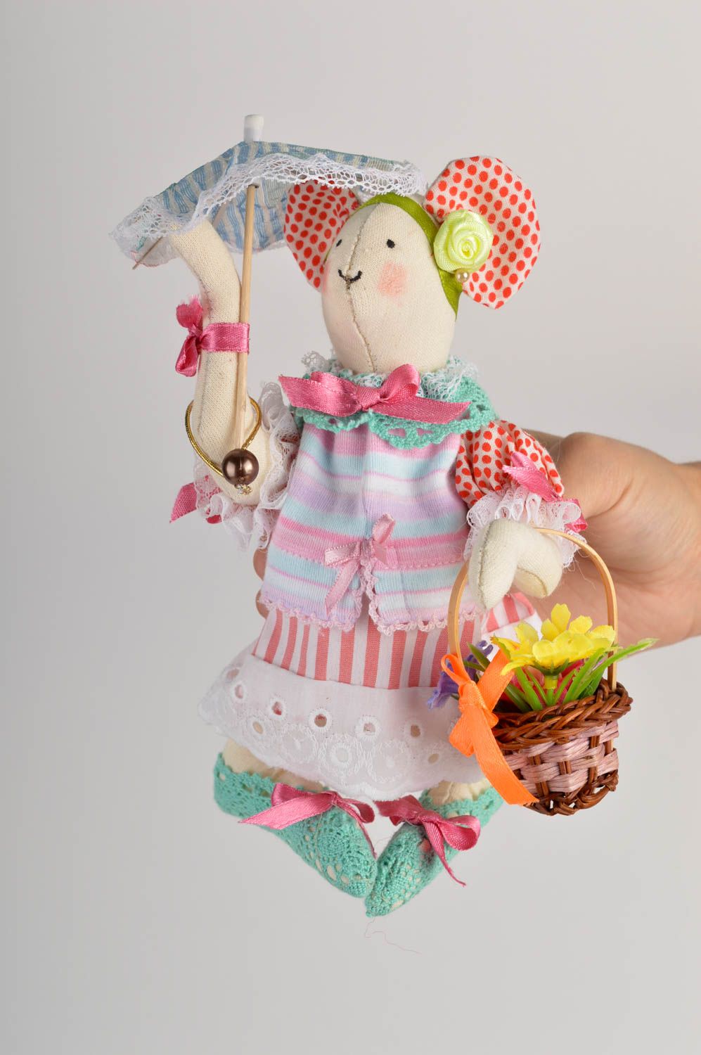 Игрушка мышка ручной работы авторская игрушка для дома красивая мягкая игрушка фото 2