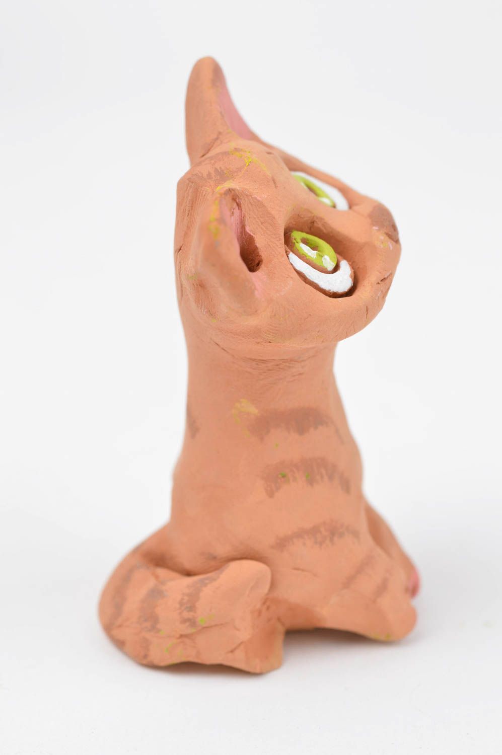 Статуэтка для декора ручной работы статуэтка животного кошки фигурка из глины фото 3