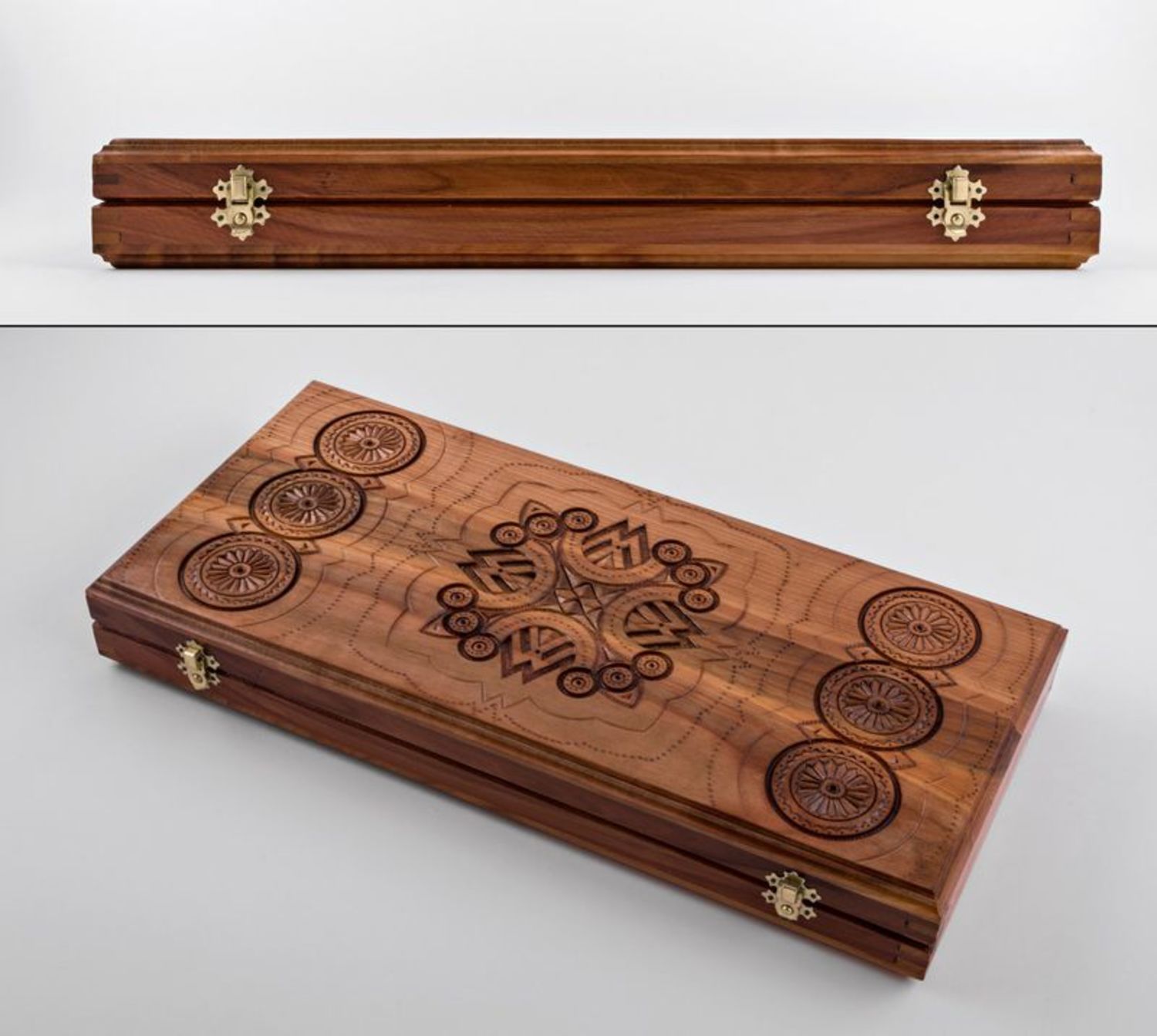 Wooden set for playing backgammon photo 2