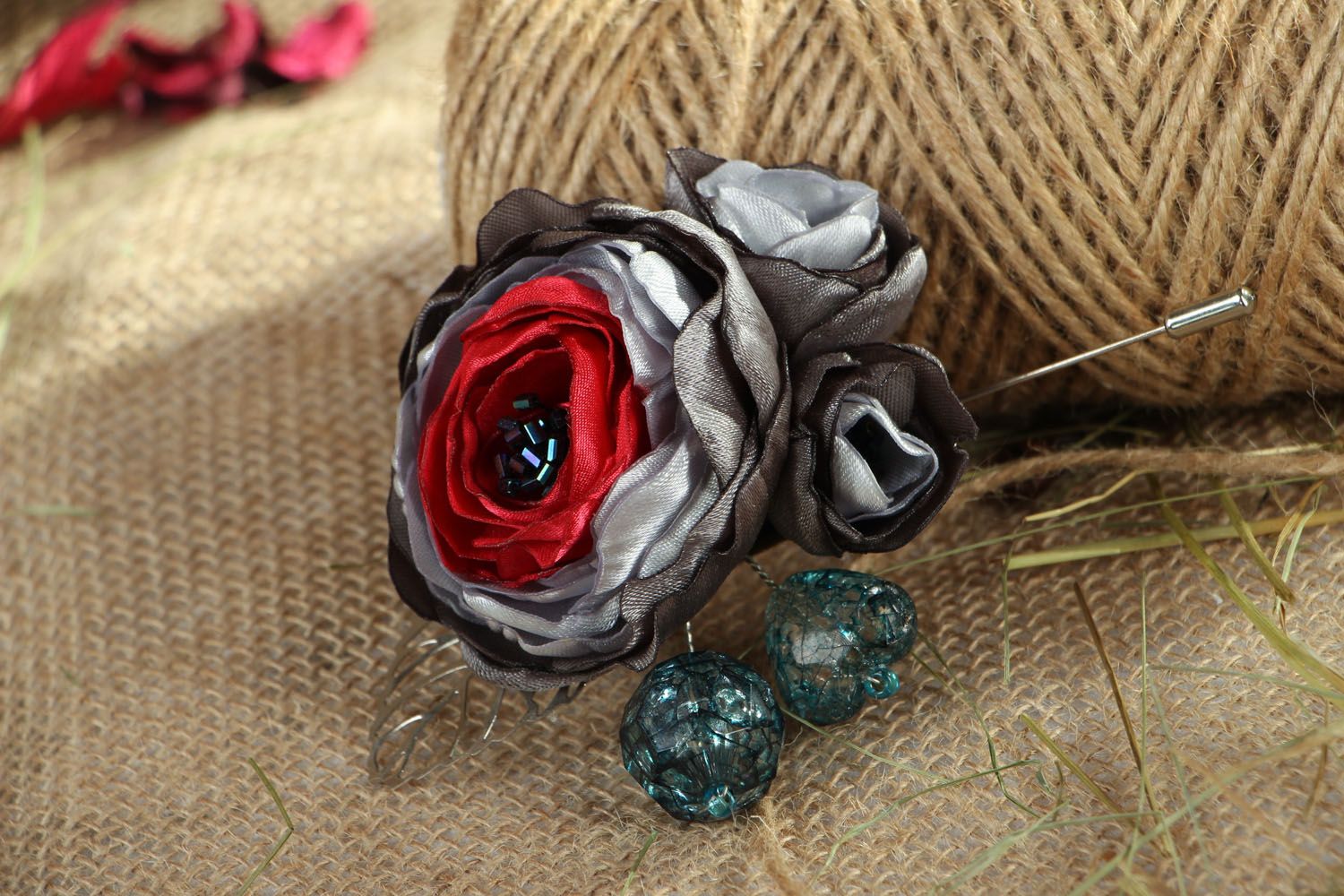 Large flower brooch Gothic Rose photo 5