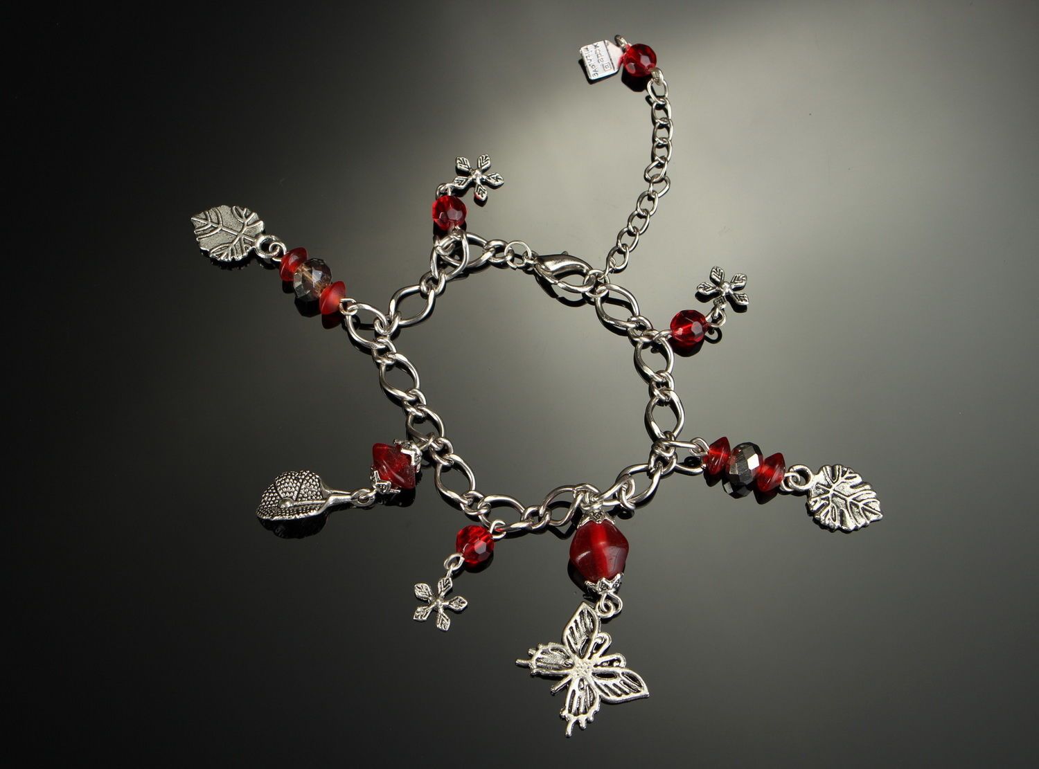 Bracelet chaîne avec pendentif en verre indien photo 3