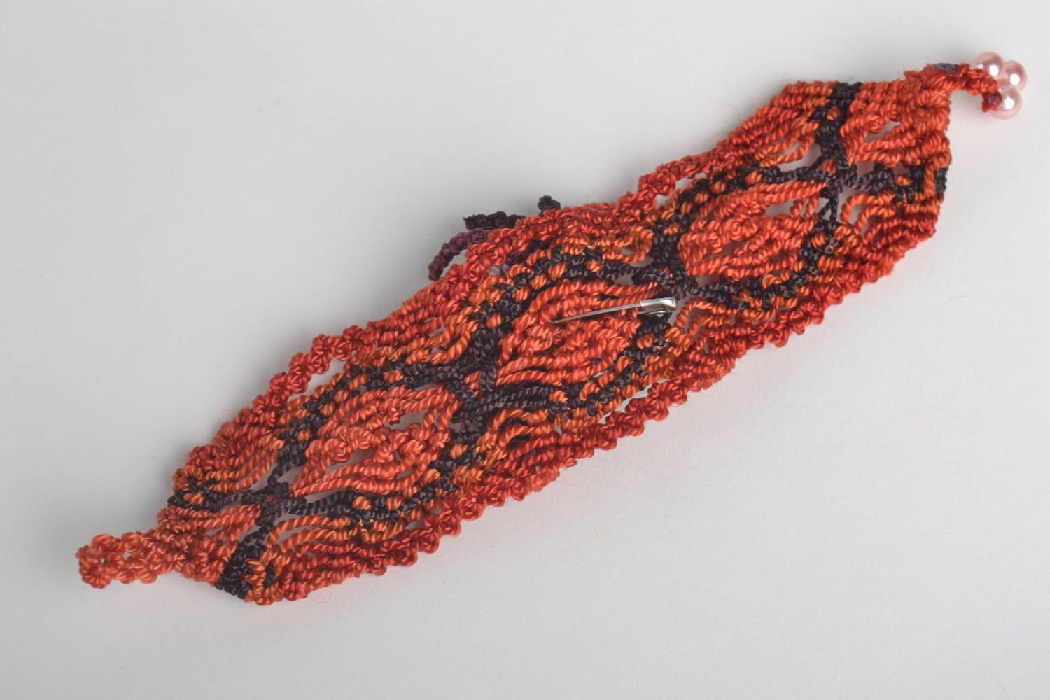 Bracelet fait main Broche textile tressés macramé originaux Cadeau pour femme photo 3