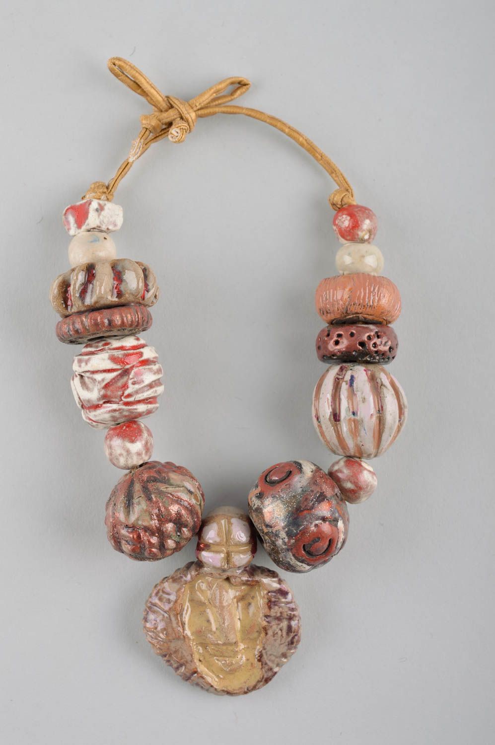 Stylish handmade clay necklace ceramic bead necklace costume jewelry designs photo 2