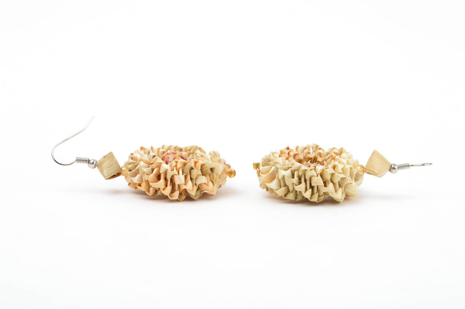 Handmade ausgefallener Ohrschmuck Ohrringe aus Stroh für Damen lange Ohrringe foto 2