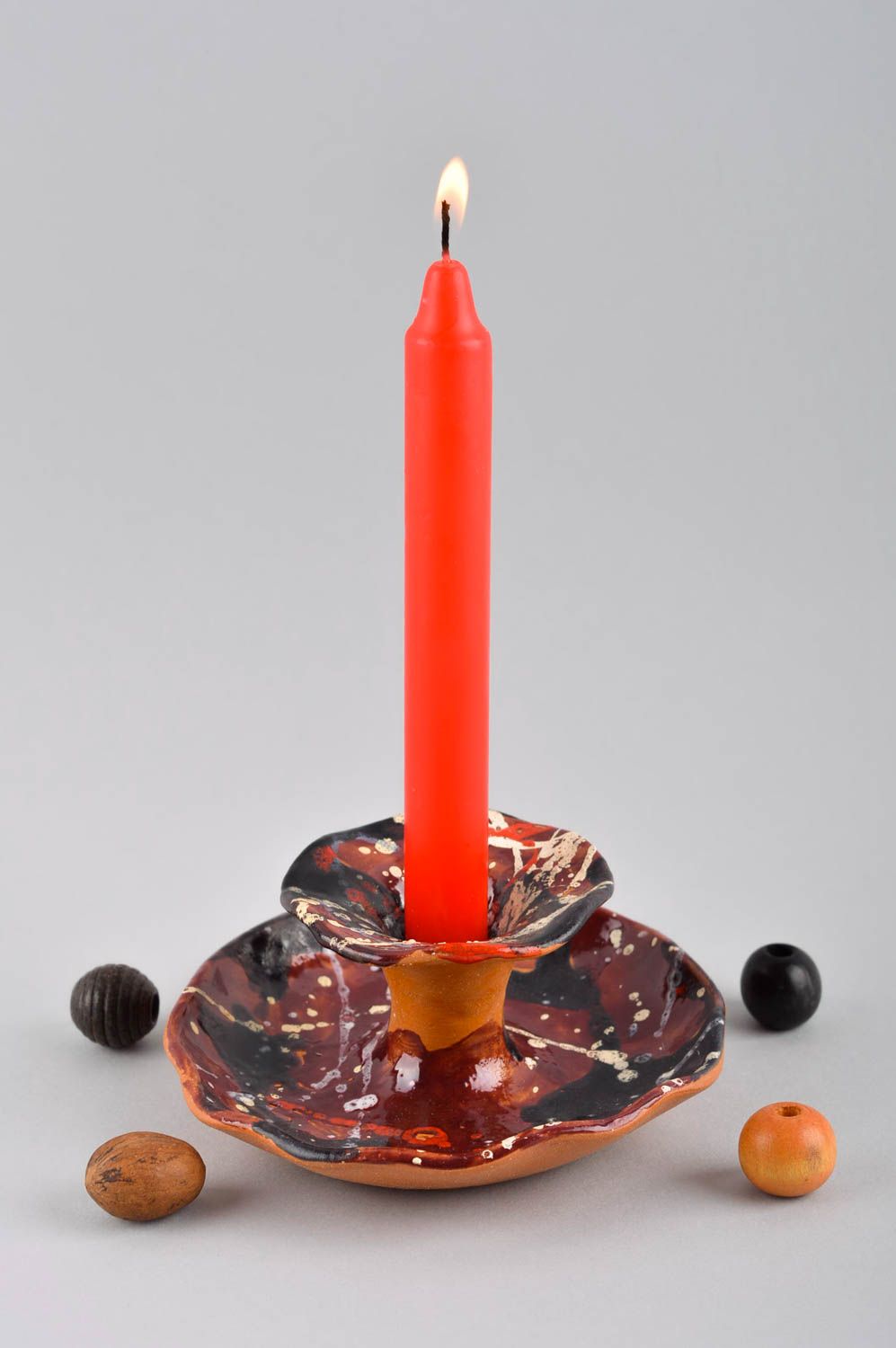 Deko Kerzenhalter handgefertigt Teelichthalter aus Ton Kerzenhalter Keramik foto 1