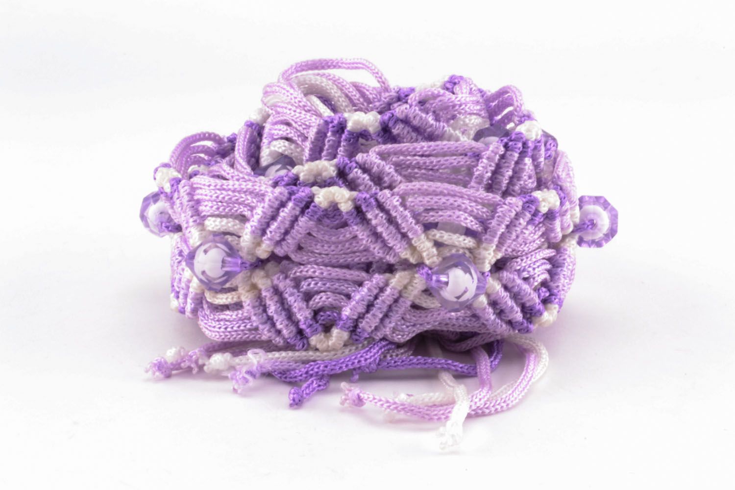 Cintura da donna intrecciata fatta a mano cinghia di fili bella in colore lilla foto 2