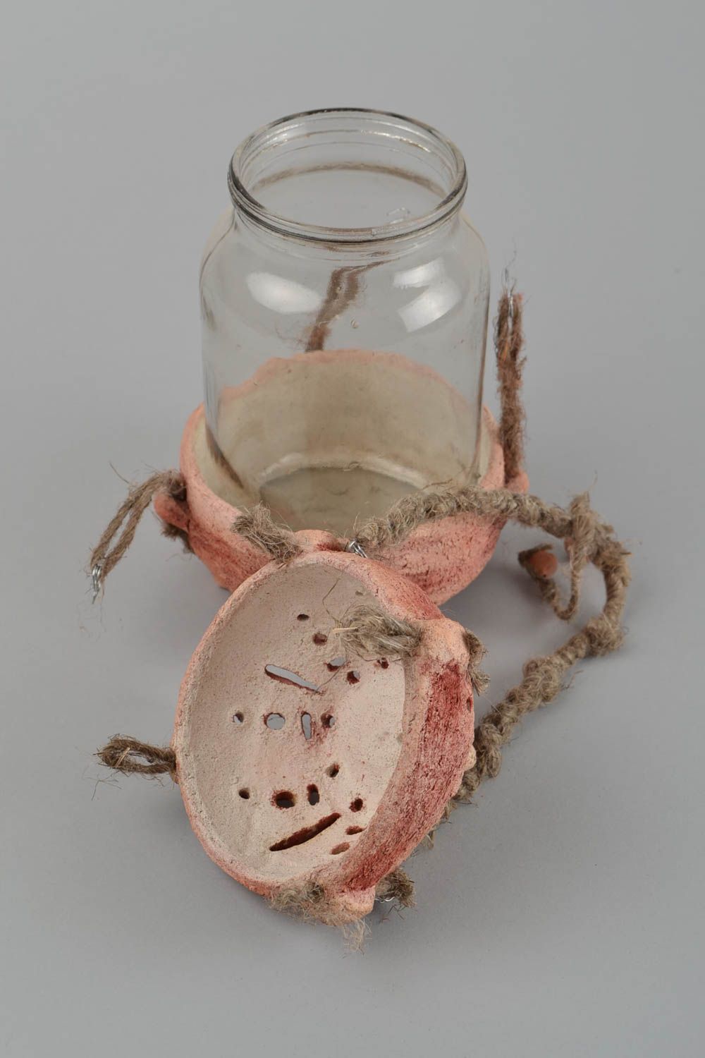 Handgefertigt Deko Kerzenhalter Teelichthalter aus Ton Kerzenhalter Keramik foto 4