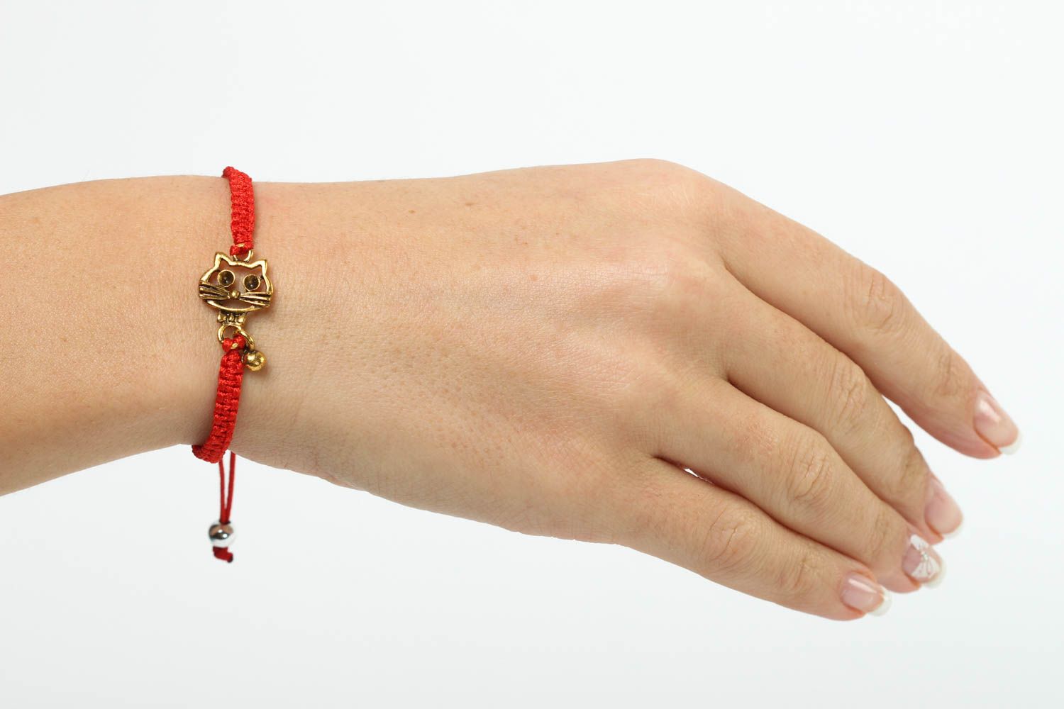 Bracelet en fils Bijou fait main textile rouge design Accessoire femme photo 5