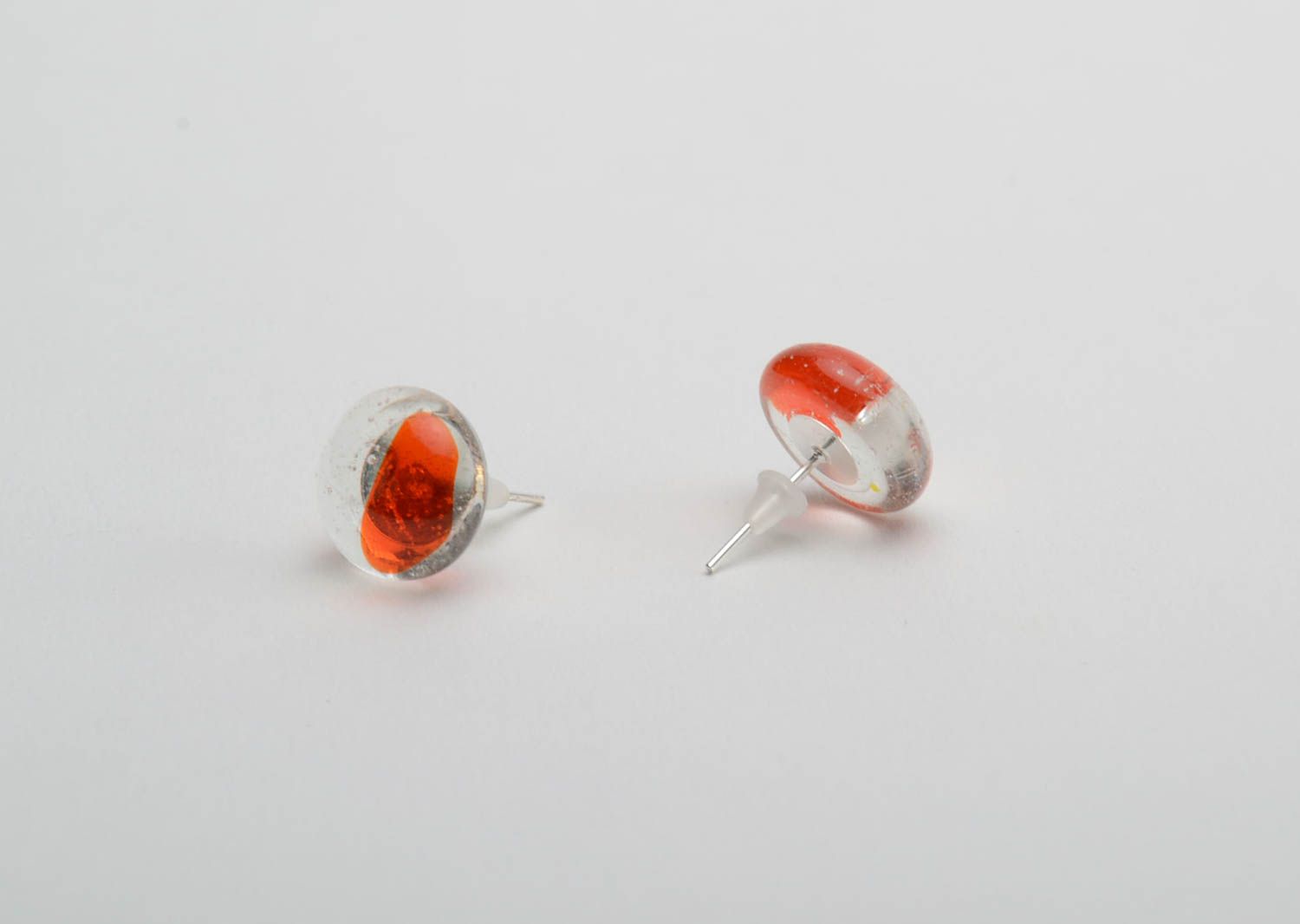 Elegant stud earrings fusing glass handmade beautiful designer summer accessory  photo 3