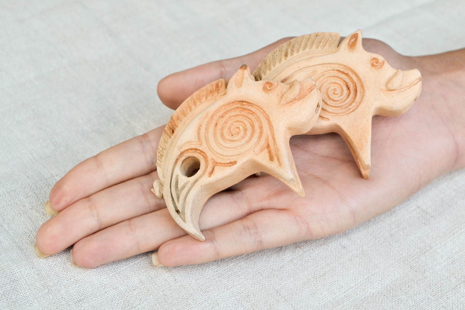 Ceramic whistle handmade clay figurine ethnic musical instruments folk whistle photo 2