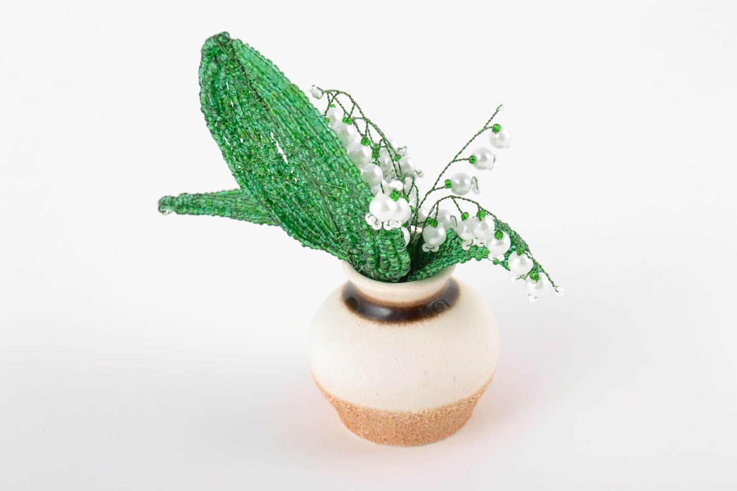 Handgemachte zarte Glasperlen Blumen künstliche Maiglöckchen im Topf für Geschenk foto 5