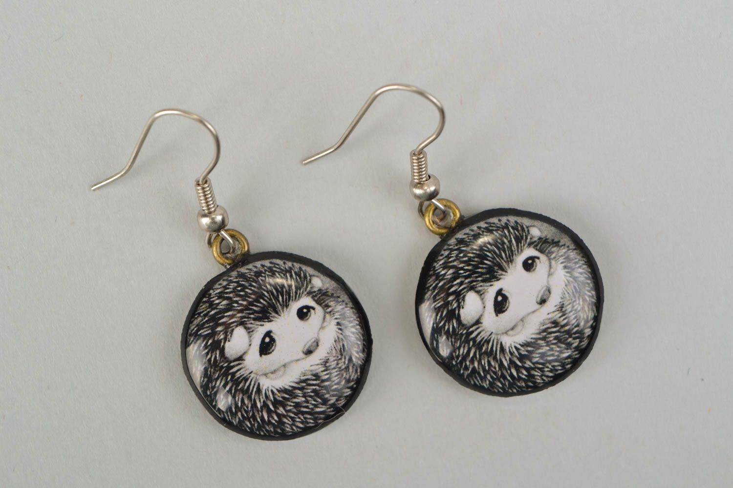 Polymer clay dangle earrings Hedgehogs photo 3