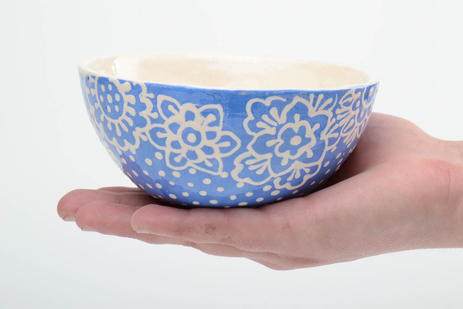 Handmade beautiful glazed ceramic deep bowl eco friendly kitchen pottery 500ml photo 5
