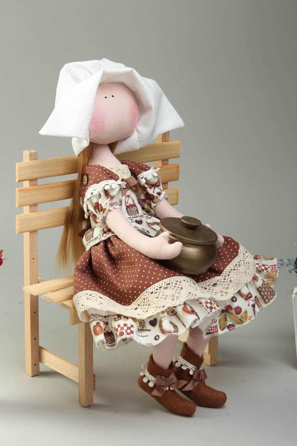 Кукла ручной работы кукла из ткани мягкая кукла в платьице дизайнеркая фото 1
