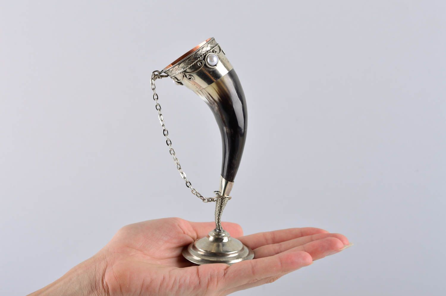 Unusual handmade drinking horn small gifts wine glass 50 ml drinkware ideas photo 5