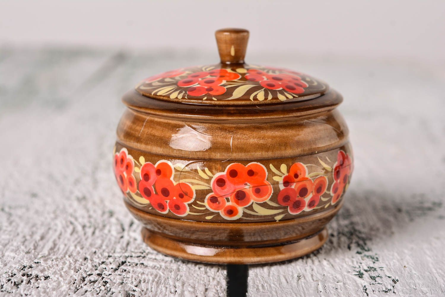 Солонка ручной работы деревянная солонка с росписью красивая дизайнерская посуда фото 1