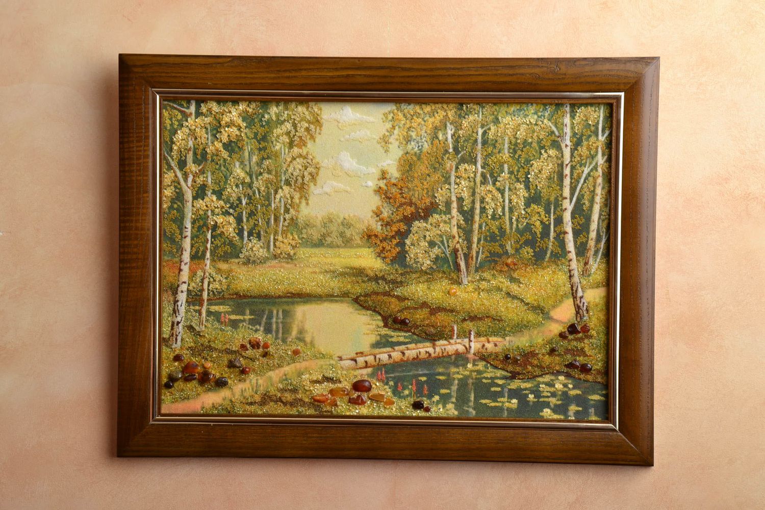 Amber decorated landscape painting photo 1